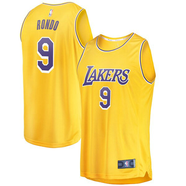 Maillot Los Angeles Lakers Homme Rajon Rondo 9 Icon Edition Jaune